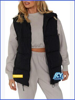 Polyester Puffer Vest with Stand Collar, Sleeveless Padded Jacket